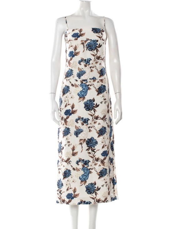 Tory Burch Dresses & Skirts - Tory Burch Cream Midi Skirt with Blue Floral Print